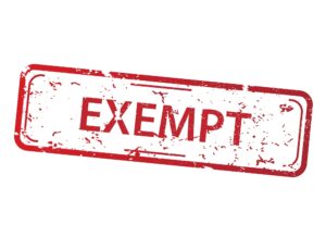 Rectangle red stamp with the words exempt on white background