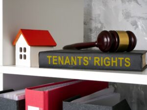 Tenants rights book on the shelf.
